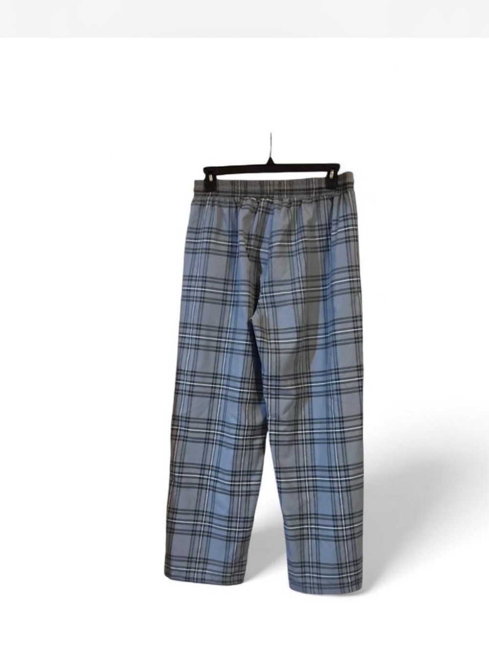 Plaid Drawstring Elastic Waist Pajama Pants Gray Blue Black Men - Picture 4 of 4